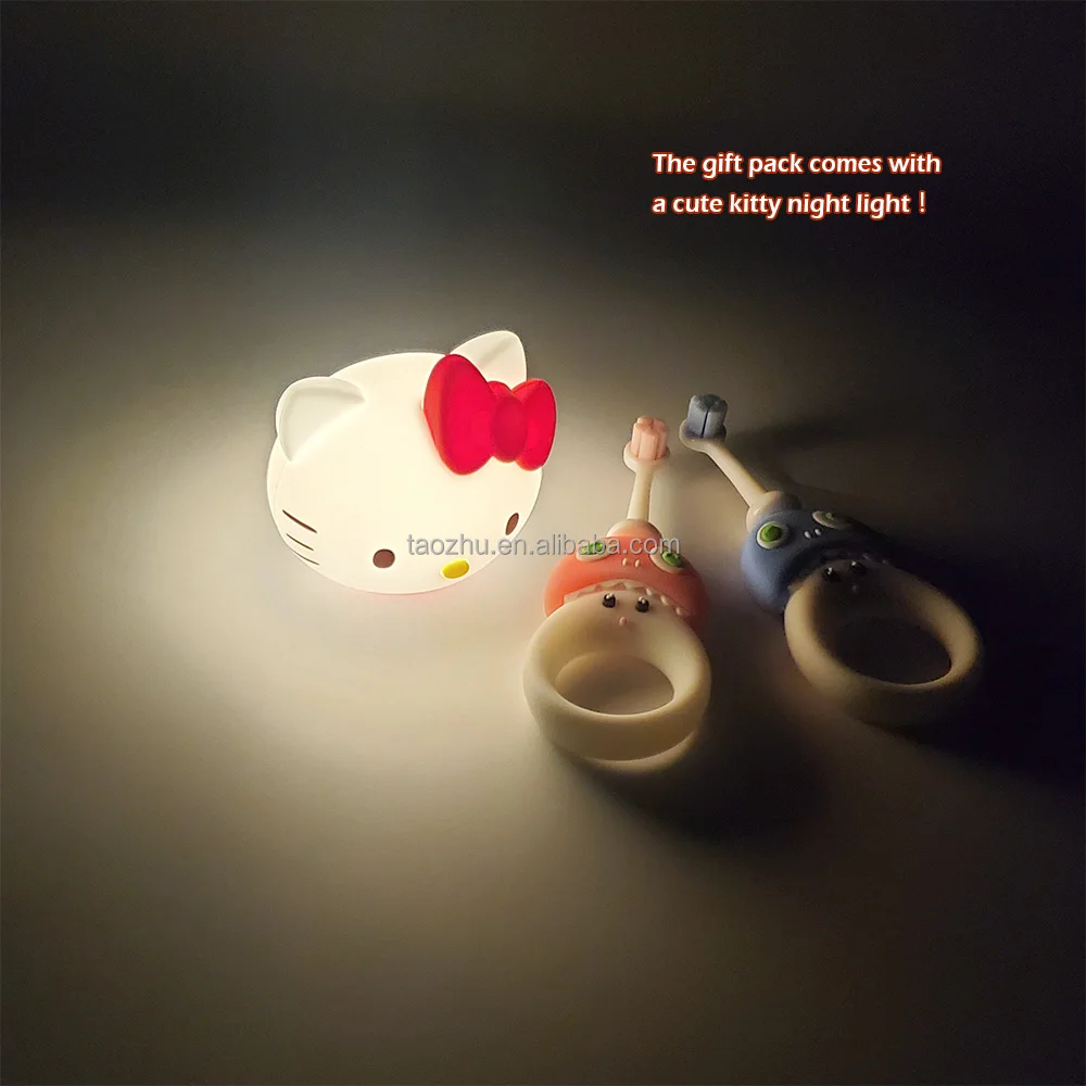 Lovely shark cartoon infants finger practice super gentle 10000 bristles toothbrush with night light Hello kitty gifts set pack