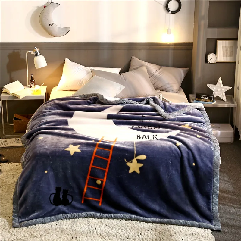 Economical Simple Printed Custom Warm Windproof Sherpa Fleece Throw Blanket