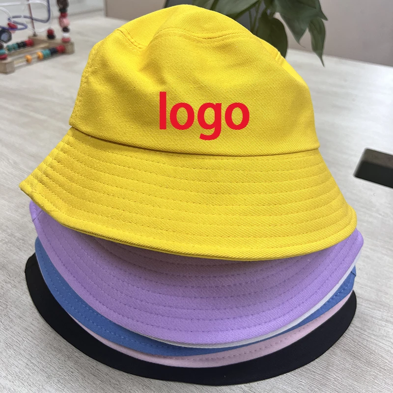 bucket hats unisex  multi color Sun Beach Custom Logo  Hat Outdoor UV Protection Cotton fishing cap customisable bucket hat