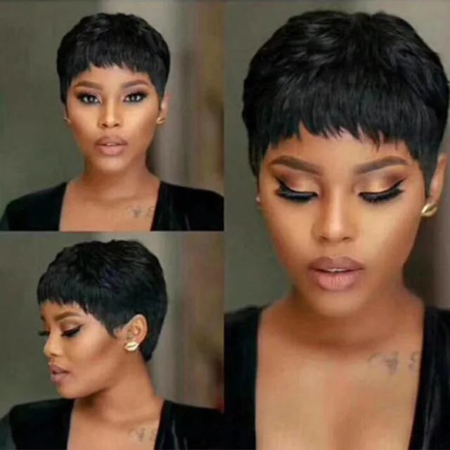 Short Hair Female Wig African Short Hair Chemical Fiber Mechanism Headgear Wholesale European and American Fashion Tl486