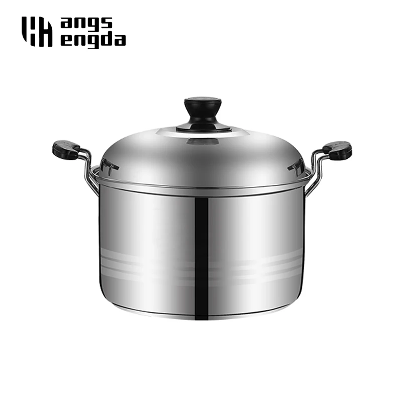 Wholesale Stainless Steel pot Double Bottom Soup Pot Nonmagnetic Cooking Multi purpose Cookware Non stick Pan induction cooker