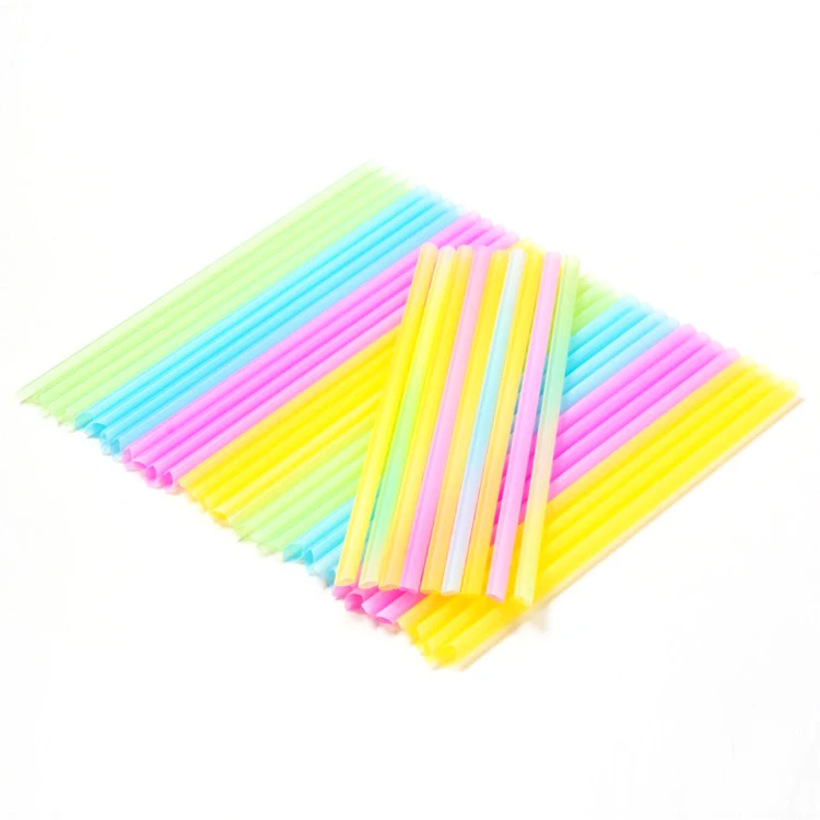 6mm Small Plastic Pointy Hard Juice Straws with PP Neon Drinking Straws For Juice Beverage