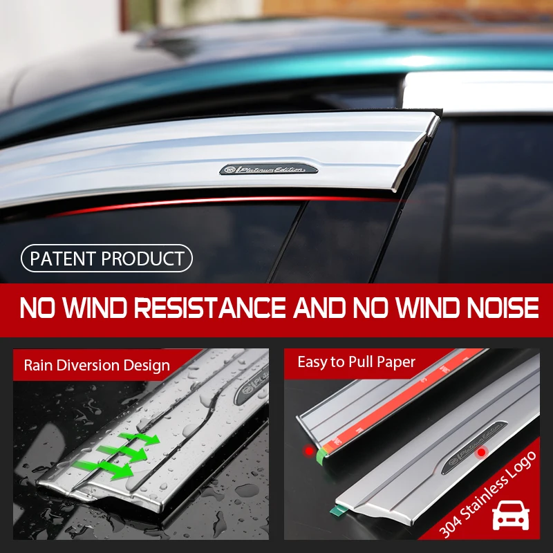 car accessories  vent shield chrome wind deflectors window visor car sun  door visor  For Volkswagen T-CROSS  2020-on