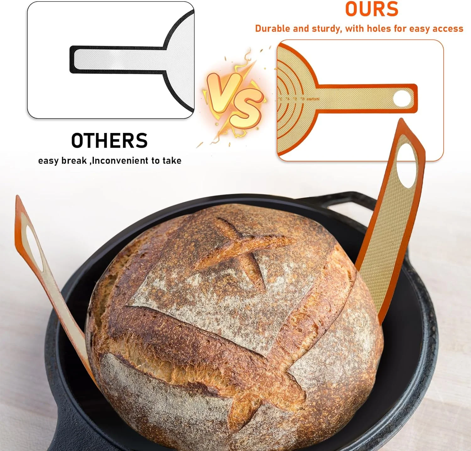 Best sale Heat Resistant Silicone Bread Baking Mat Sling For Dutch Oven Liner Pad With Long Handle