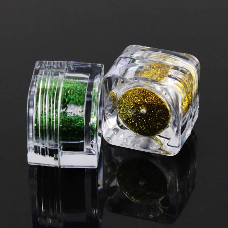 
5ml 5g Clear Empty Square Small Plastic Acrylic Cream Nail Glitter Powder Sample Jar 