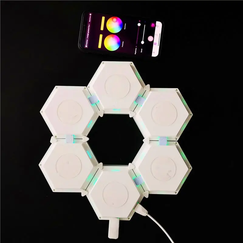 Creative Smart Removable Hexagonal Wall Lamp Quantum Modular Touch Hexagon Geometry Splicing Hex Honeycomb White LED Night Light