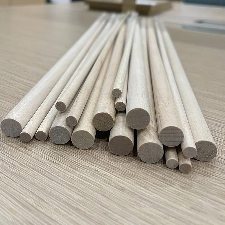 Wholesale DIY accessories wooden round stick wooden rod birch wood log stick for yoga wardrobe furniture