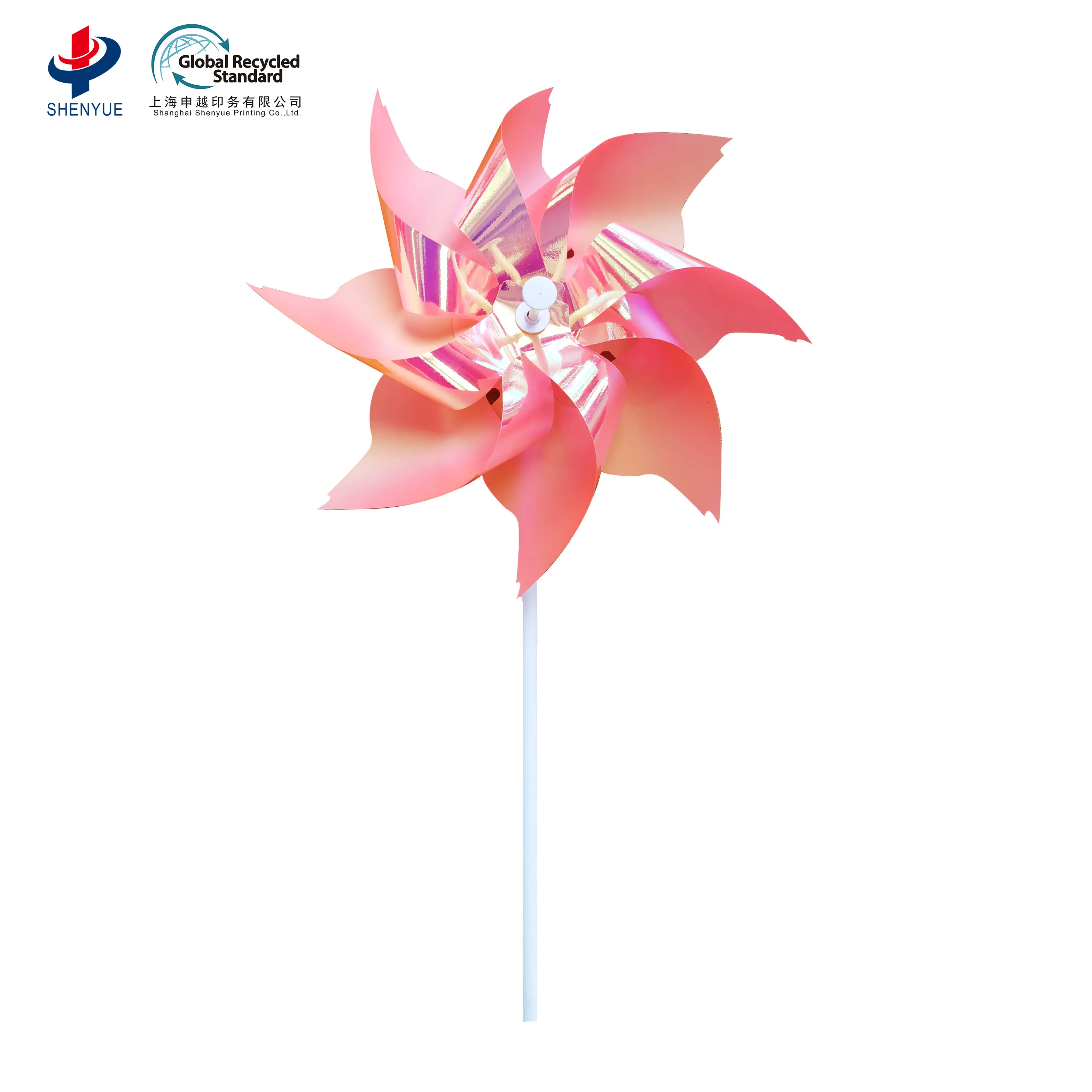 High quality multi-shapes fun spinning windmill toy sparkly PET material carton box package pinwheel