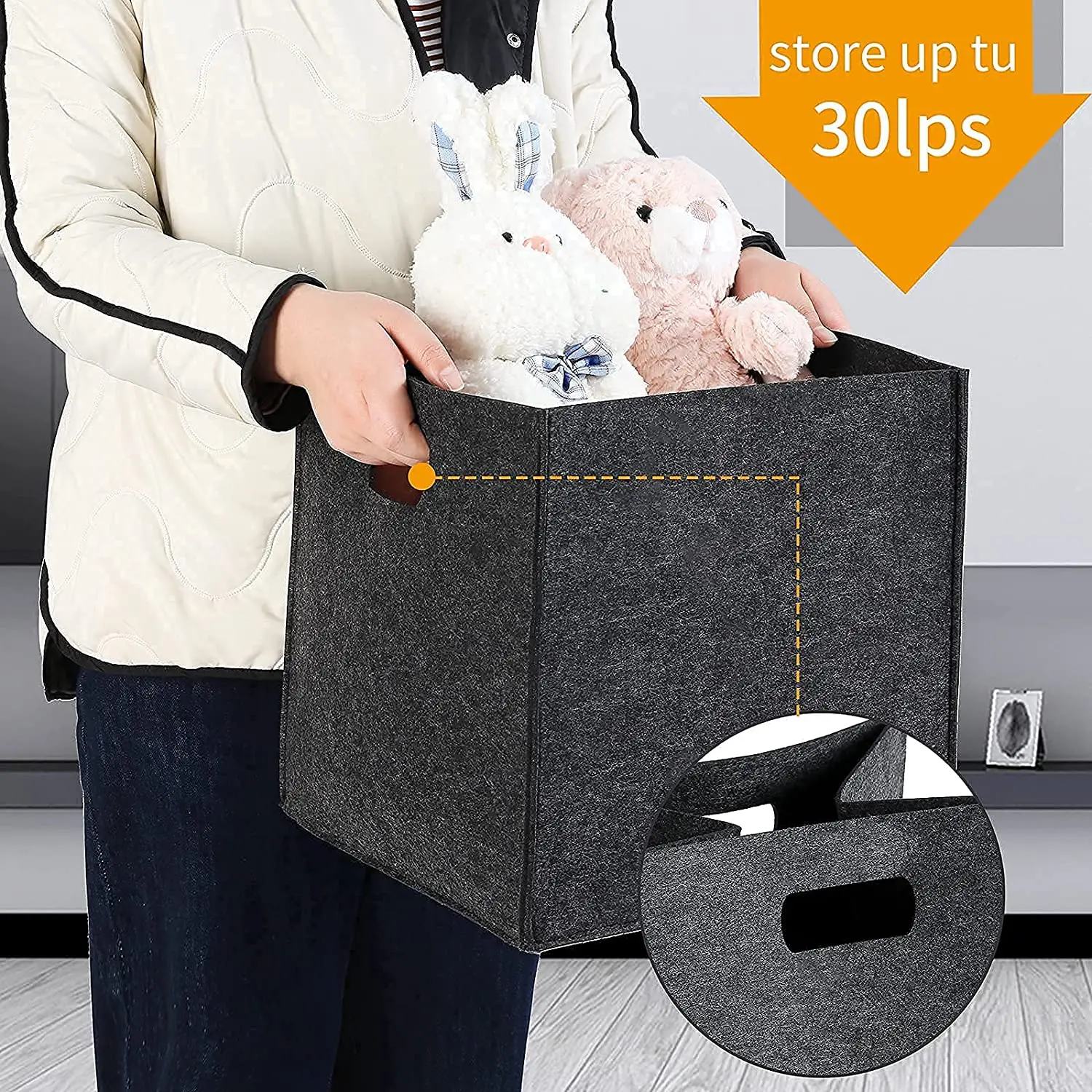 Hot selling folding handle flower girl set rectangle customized felt storage fashion picnic basket with low price