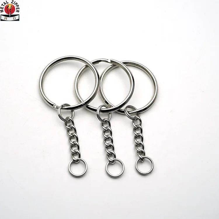 
Nickel Plated Split Key Ring with Chain Silver Color Metal Split Keychain Ring Parts 