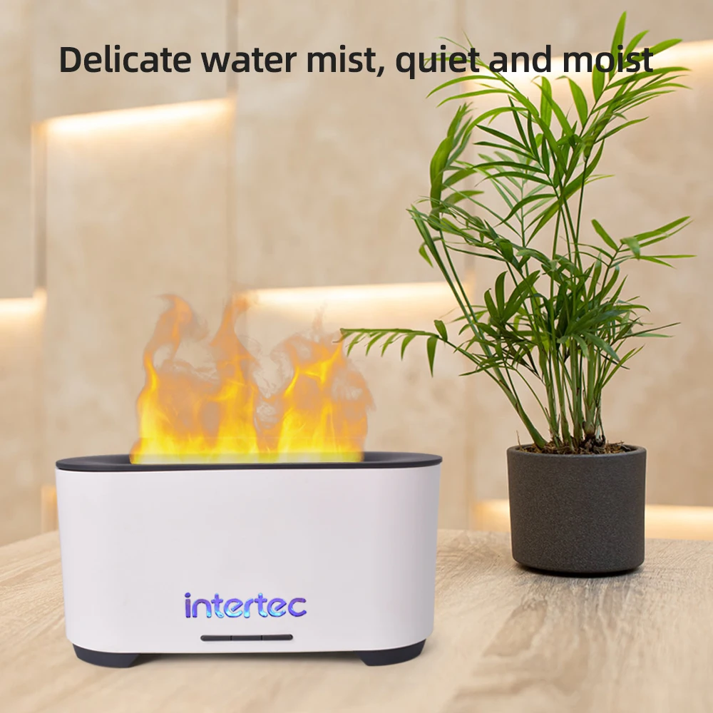 Factory Outlet Portable Essential Oil Aromatherapy Ultrasonic Low Noise Diffuser With 3D Flame Night Light