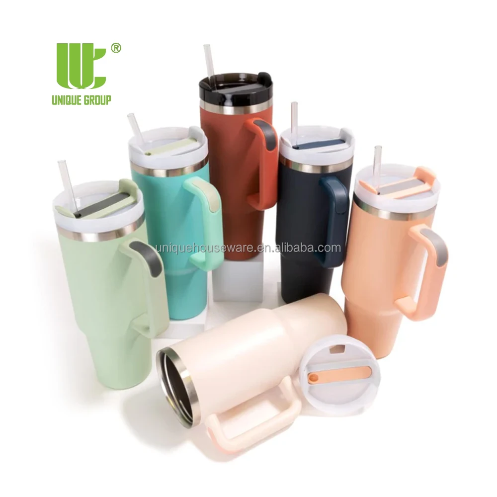40oz Stainless Steel Thermos Vacuum Mug Thermal Cup Sublimation Tumbler with Straw and Handle