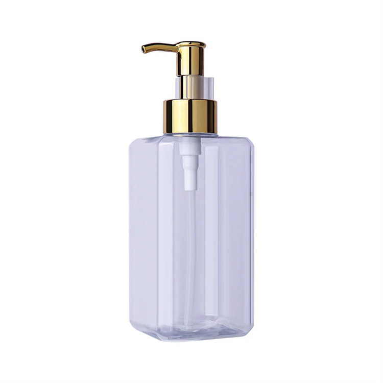 300ml 500ml PET lotion press bottle plastic empty bottle gold luxury shampoo shower gel hand sanitizer sub-bottling
