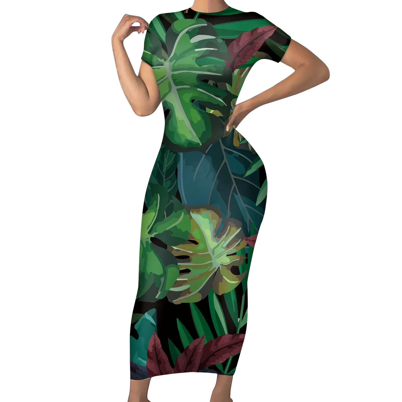  Светло-голубое женское платье с цветочным принтом в гавайском стиле сексуальное облегающее одежда большого размера для полных женщин длинное