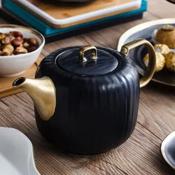 Gold Rim Porcelain Tea Cup Set With Teapot Ceramic Tea Pot And Cup Sets Of 6