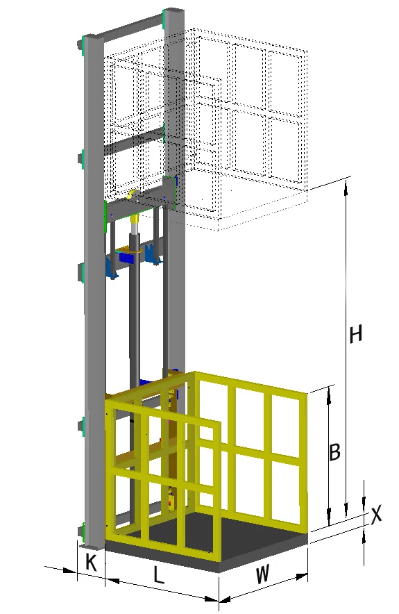 Custom Electric Hydraulic Industrial Elevator Cargo Elevator 1 Ton Capacity
