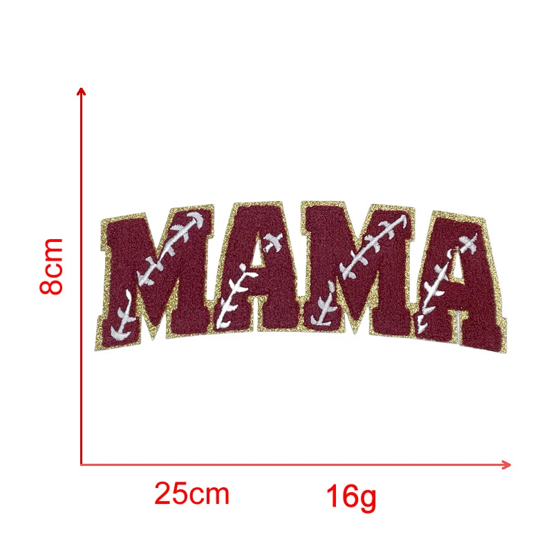 Wholesale custom embroidery patch iron on letters sequin glitter mama chenille patches for clothes