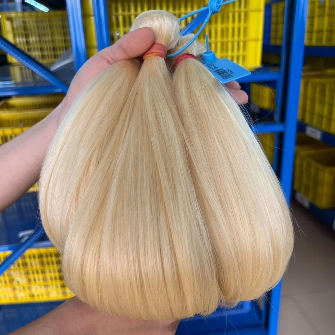 Fuxin Wholesale Bone Straight Human Hair Extension,Blue Band Hair Bundles Vendor,Vietnamese Raw Hair 613 Blonde Hair Bundles