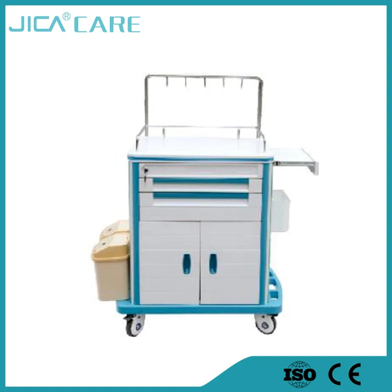 good selling multi-function 4 wheels hospital used ABS plastic trolley