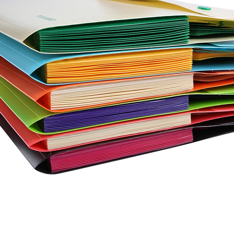 Plastic File Folder Decorative Expanding File Folders Accordion Document Organizer with Labels and Snap Button Closure