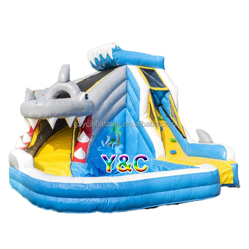 Guangzhou manufacture water slide park inflatable water slide with pool swimming game