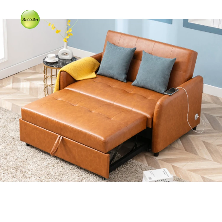 modern living room leather sofa bed for sleeping Italian sleeping multi-function folding sofa bed from Shenzhen sofa factory