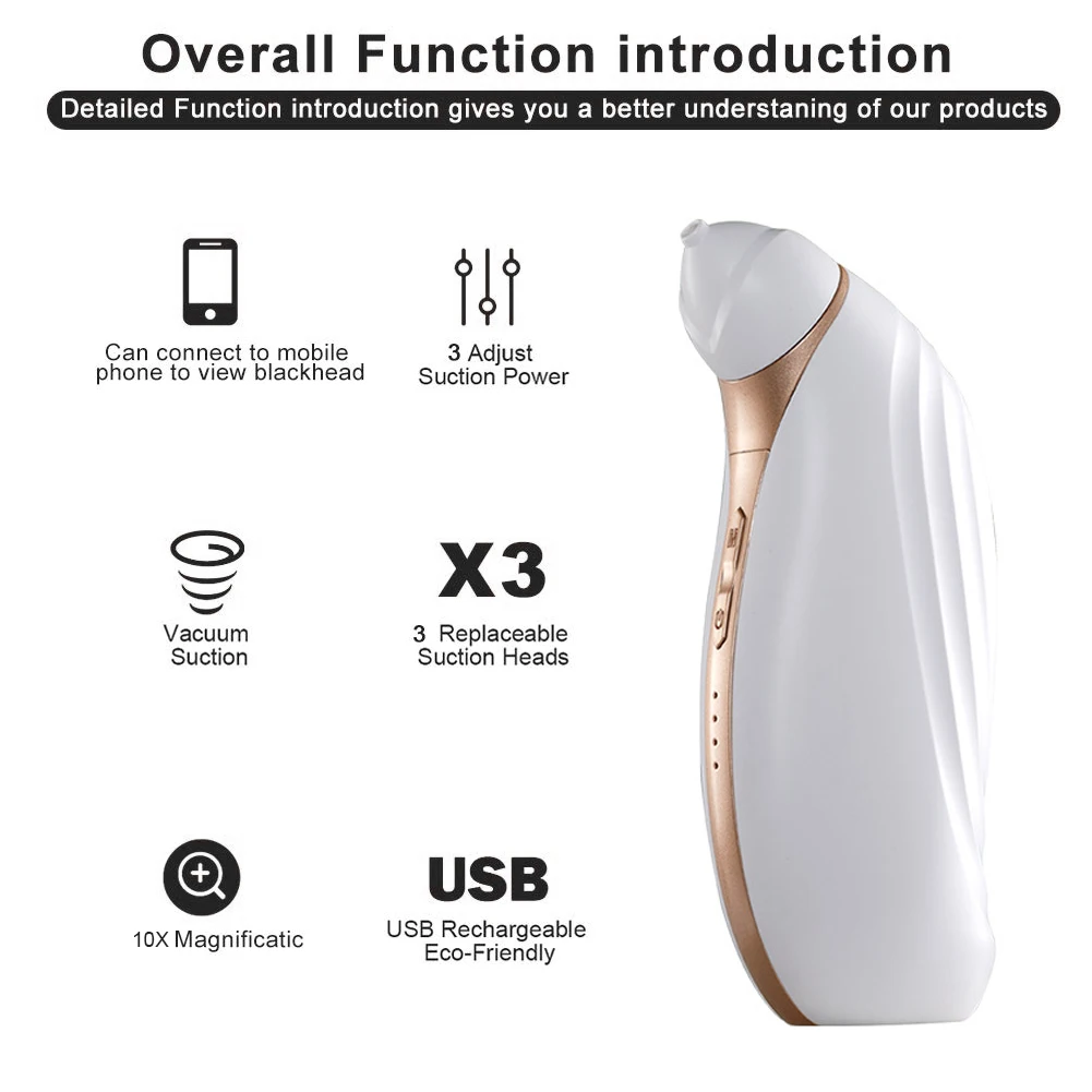 
Visual HD Pore Cleaner Blackhead Suction Facial Comedo Acne Extractor Wifi Visible Blackhead Remover With Camera 