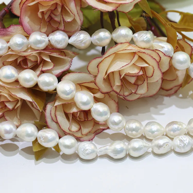 11-13MM big large size edison fresh water irregular baroque shape real freshwater cultured pearl bead strands