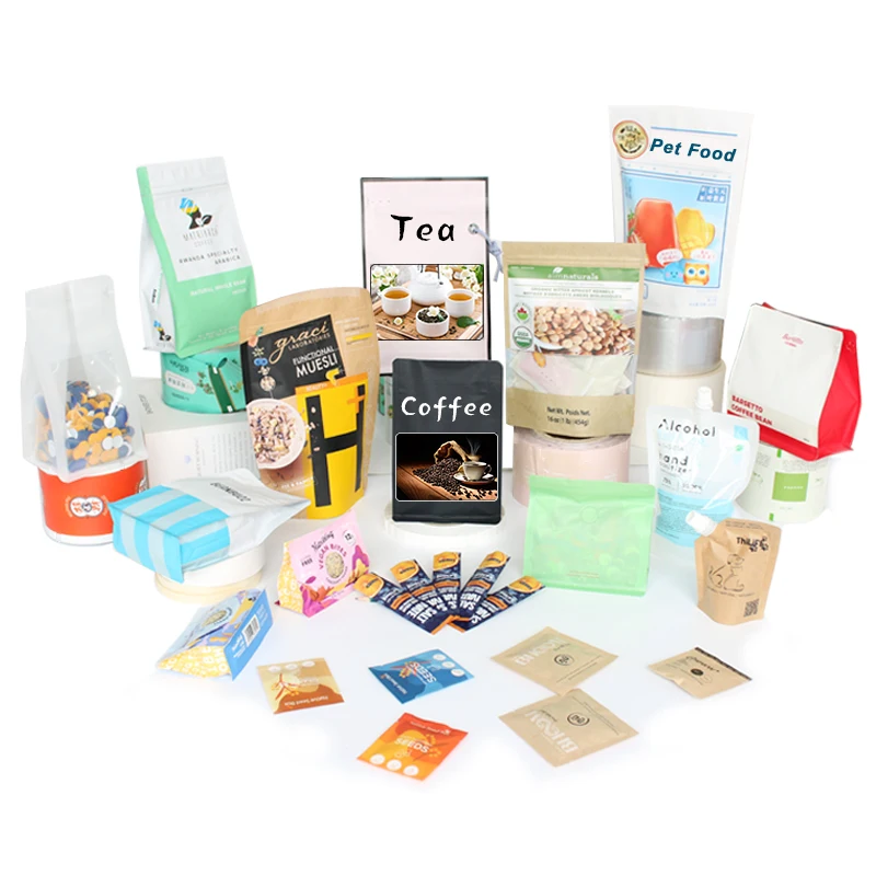 Custom printed seal zipper Stand up pouch flat bottom pouch biodegradable coffee packaging smell proof bag candy bags mylar bags