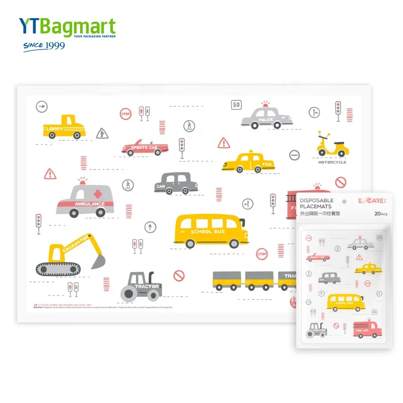 Eco-friendly Biodegradable Plastic Baby Placemat Disposable Table Topper for Kids