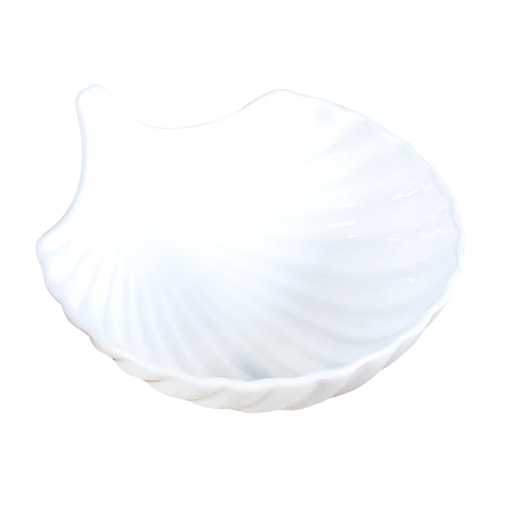 Snacks Sauce Dish Butter Shell Dish Cookies Plate White Dinnerware China Ceramic Plant Pattern Irregular All-season Sustainable