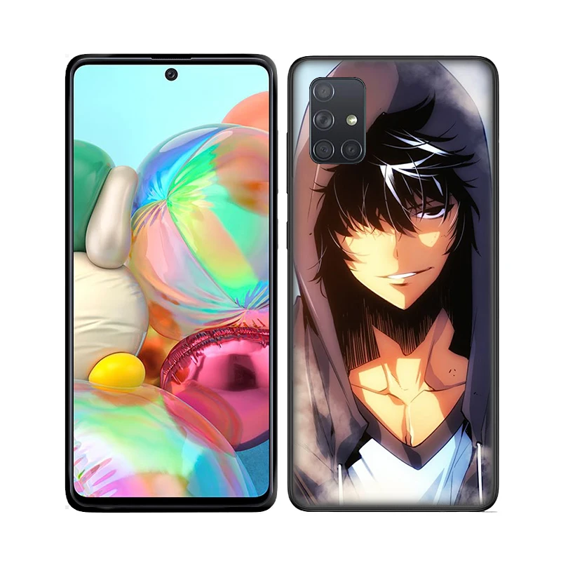 For Samsung A51 A71 A01 S10  Black Silicon tpu soft phone case for iPhone 11 XS print Solo Leveling Sung Jin phone cover