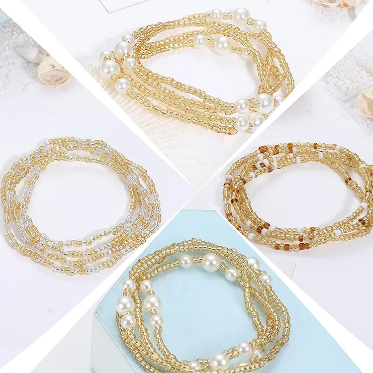Beach Jewelry African Waist Beads Stretchy Beaded Women Waist Belly Chain Set