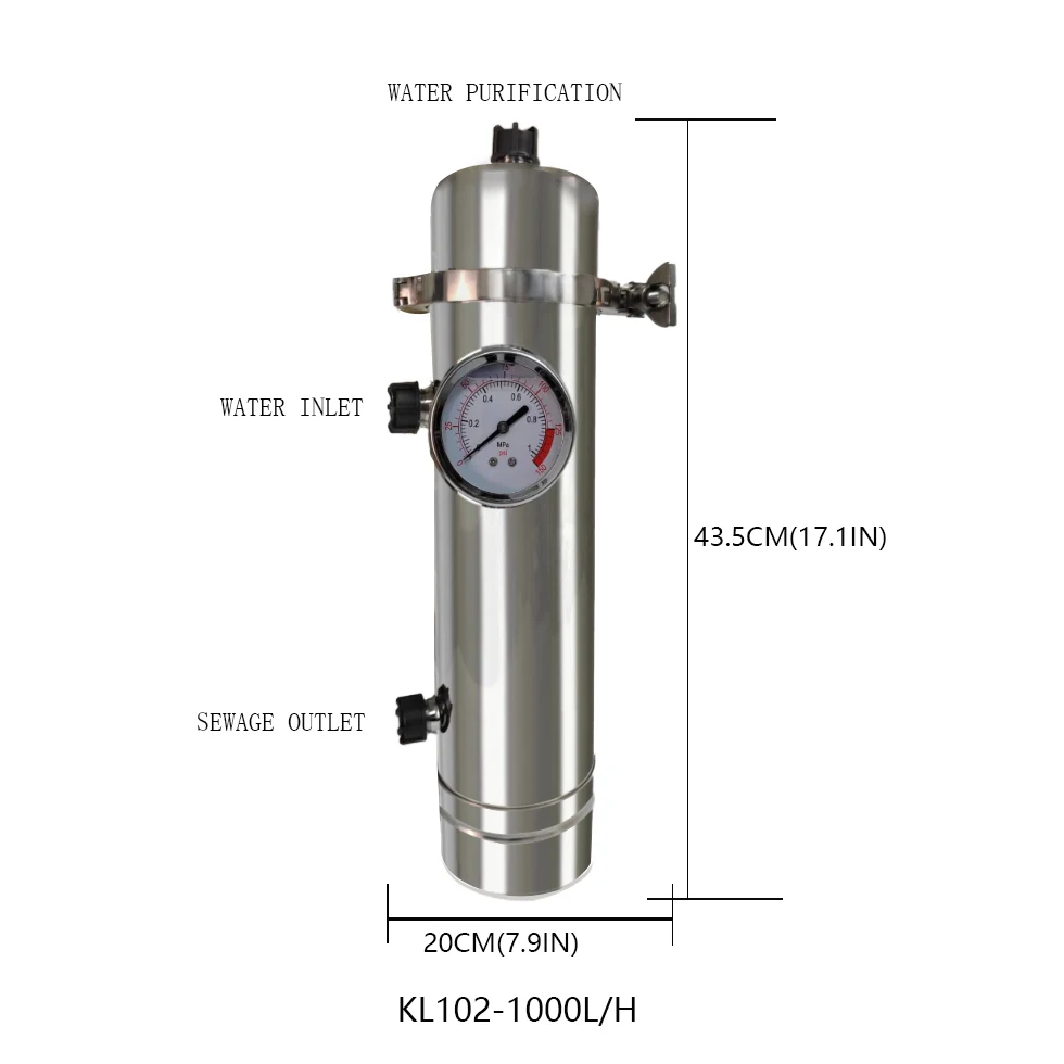 KLC102-1000L Stainless steel vertical under-sink ultrafiltration water purifier industrial water filter