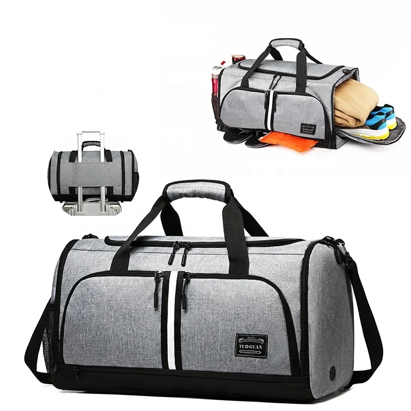 
 2021 Заводская OEM спортивная сумка, водонепроницаемая Мужская Черная спортивная сумка для тренажерного зала, многофункциональная модная дорожная сумка для сухого и влажного спорта  