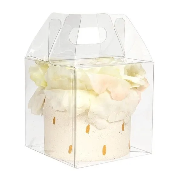 Plastic handle box  PVC/ PET Transparent  gift  clear box for mini cake  with printing cake boxes
