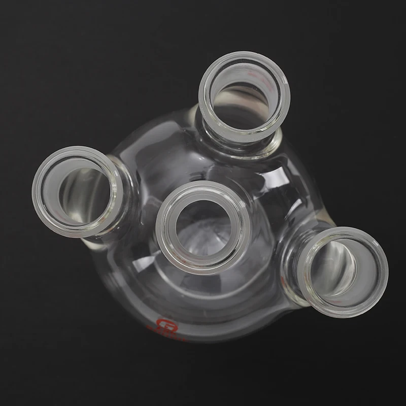 Китайский поставщик пользовательских разных размеров для химической лаборатории, устойчивость к воздействию высоких температур мульти-образным вырезом колба с тремя стандартными присоединиться