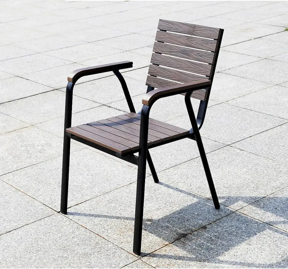 Hot Sale Balcony Bistro Plastic Wood Outdoor Plastic Wooden Furniture Dining Table Chairs Set