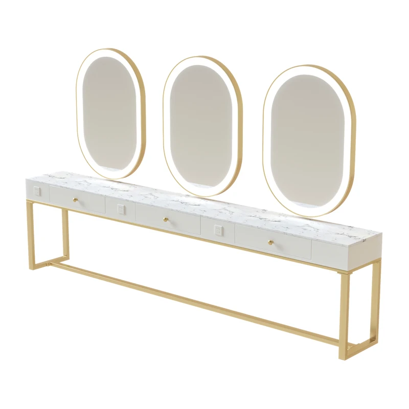 Professional Manufacturers Salon Mirror Station Led Double Sided Salon Mirror Station Set