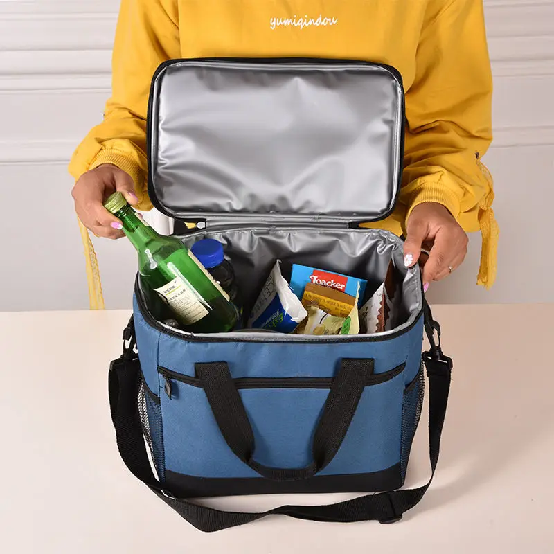 Reusable portable Cheap oxford Insulated lunch Bag leak proof thermal reusable lunch bag for 12 cans Coke for travelling