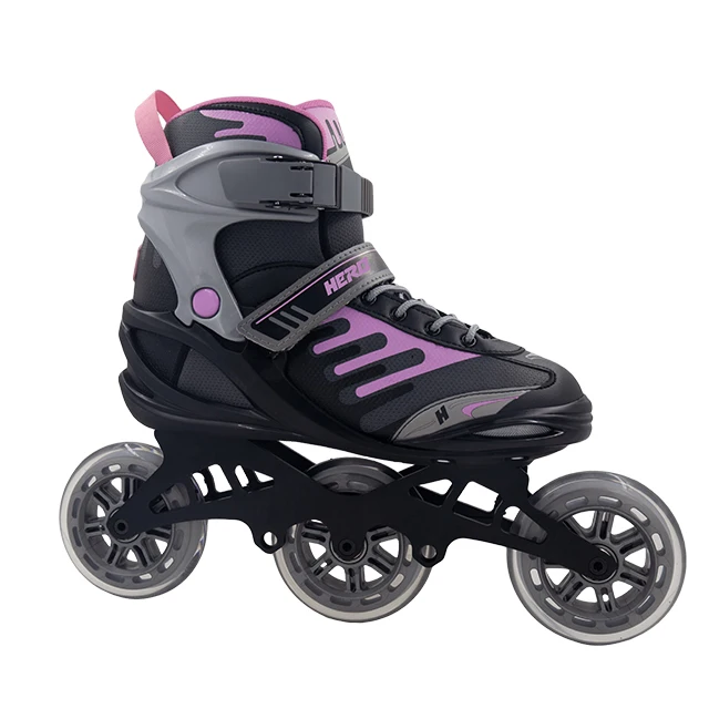 Non-adjustable Professional Semisoft Speed & Inline Skating Shoes with 100mm 3 PU Cast Wheels ABEC-7 Chrome Bearings