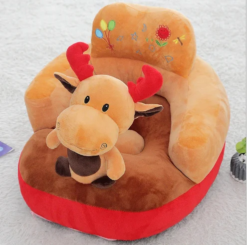 Cute Custom Promotional Baby Sofa Cushion toy free sample plush reindeer unicorn elephant learn sitting sofa baby cushion toy