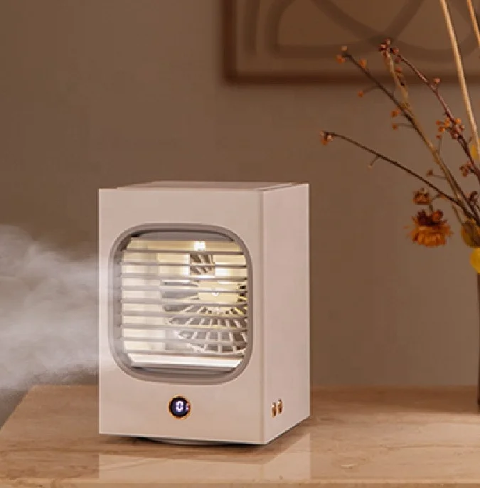Portable OEM Factory Made Auto Oscillating Rechargeable Spraying Mist Small Cooling AC Fan
