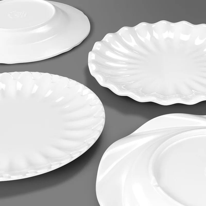 Commercial novelty custom 10inch white chinese melamine plates for Home restaurant