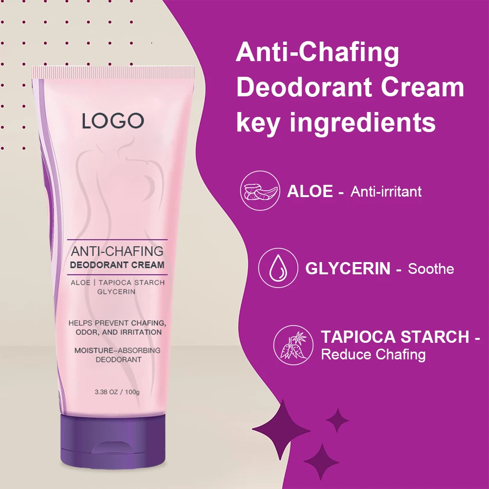 Private Label 100g Daily Aluminum-Free Odors Control Soothe Irritation Glycerin Underarm Deodorant Lotion For Reduce Chafing