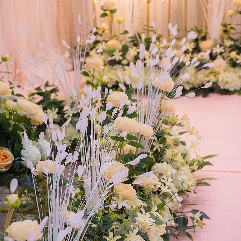 Flower row silk artificial flowers runner for wedding decoration stage
