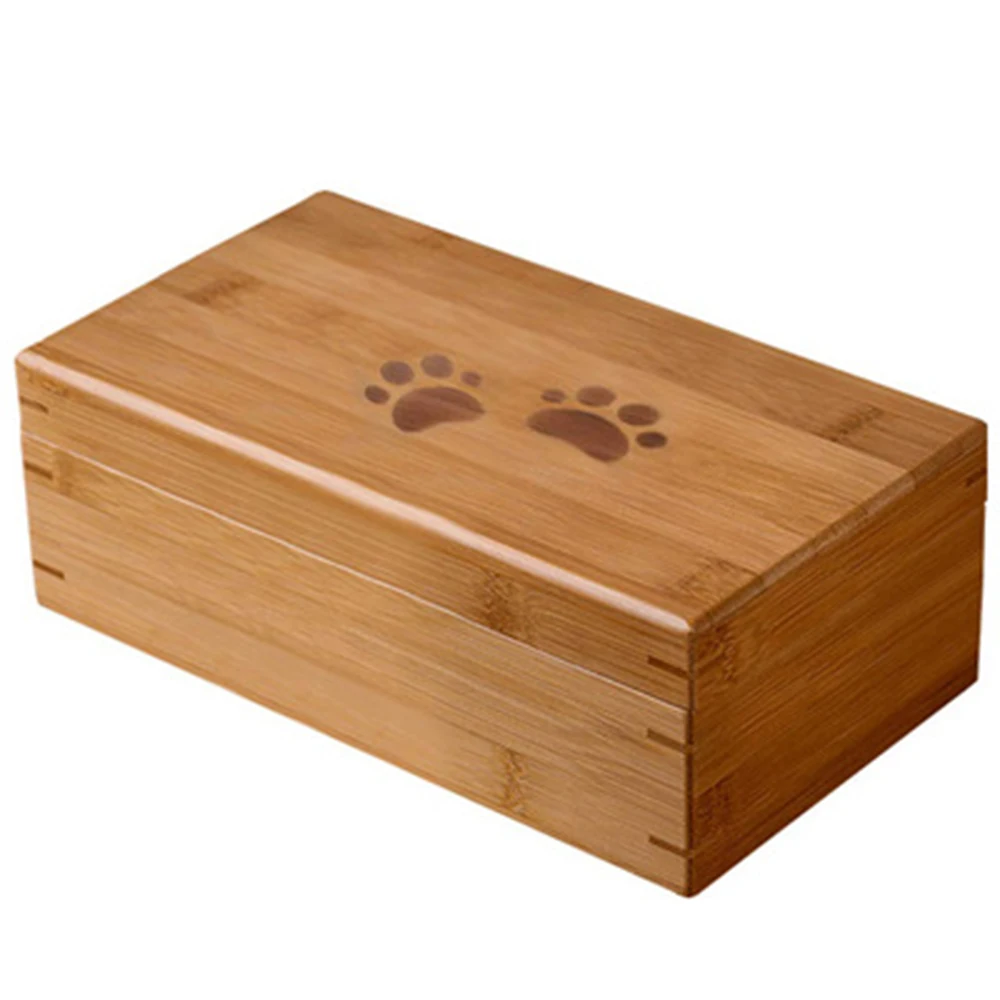 Custom bamboo wood cat dog rabbit nest hamster casket rectangular wooden pet urn