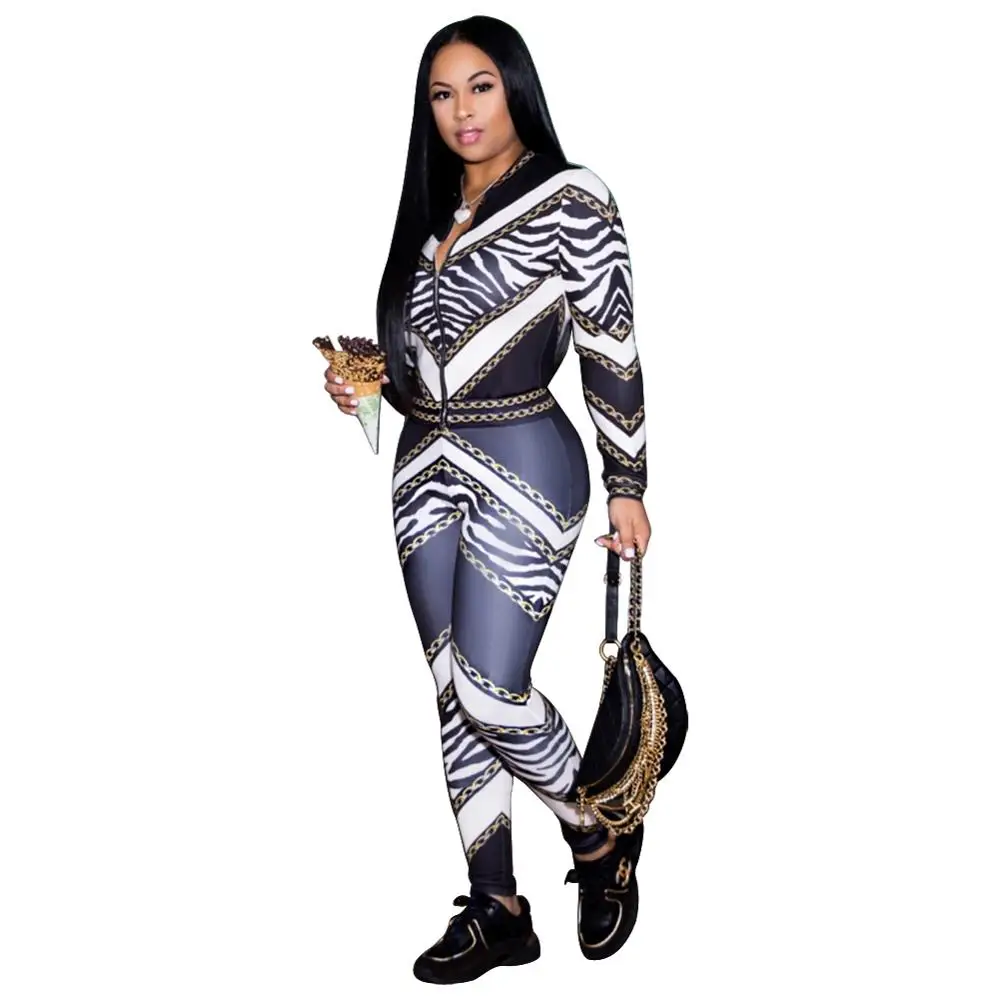 Autumn  Winter women fashion sports sets floral printed sport clothes women two pieces  set