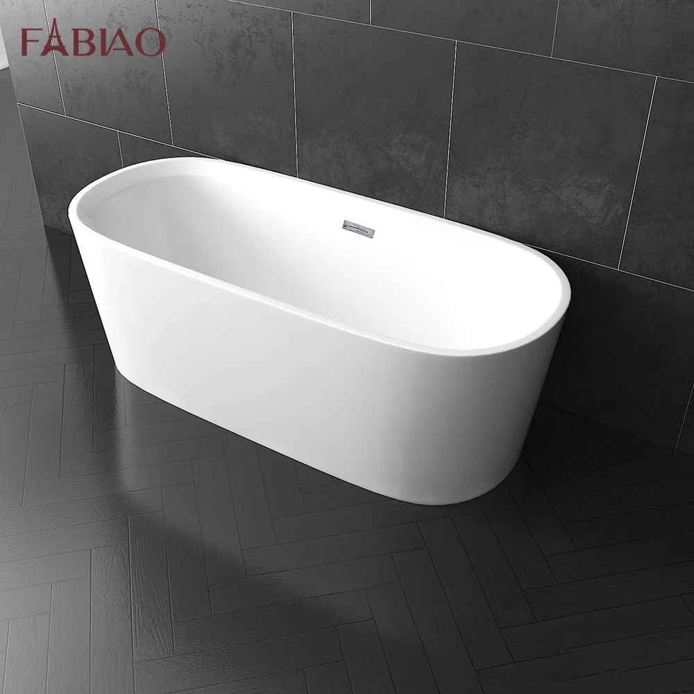 Fabiao Acrylic Solid Surface Stone Free Standing Bathtub Adults Tubs for hotel Bathroom
