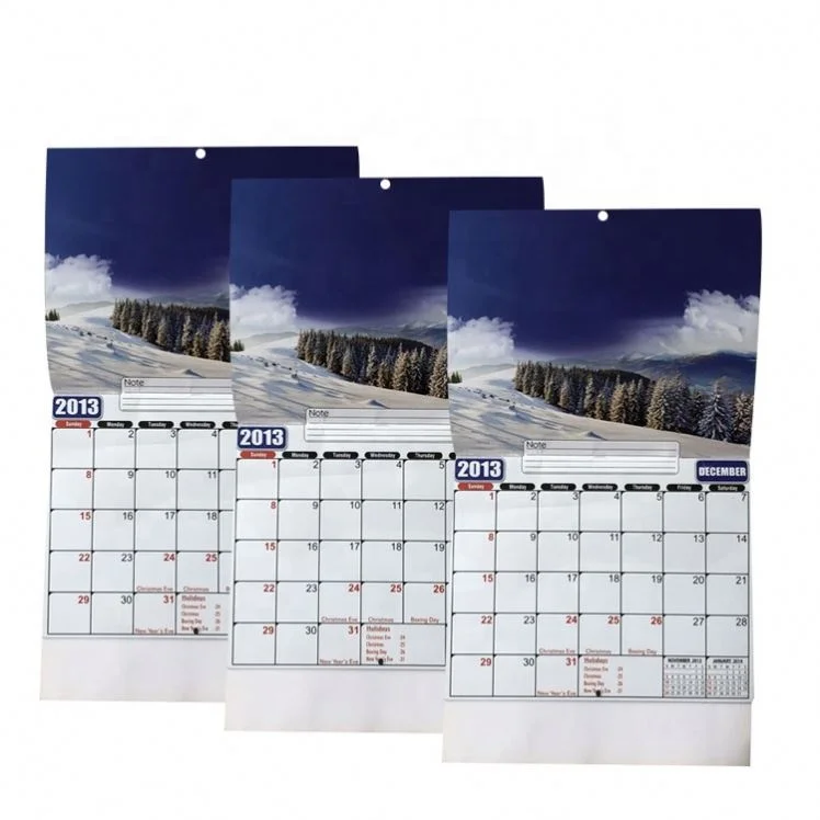 Custom Printing Large Size Laminated Monthly Wall Calendar